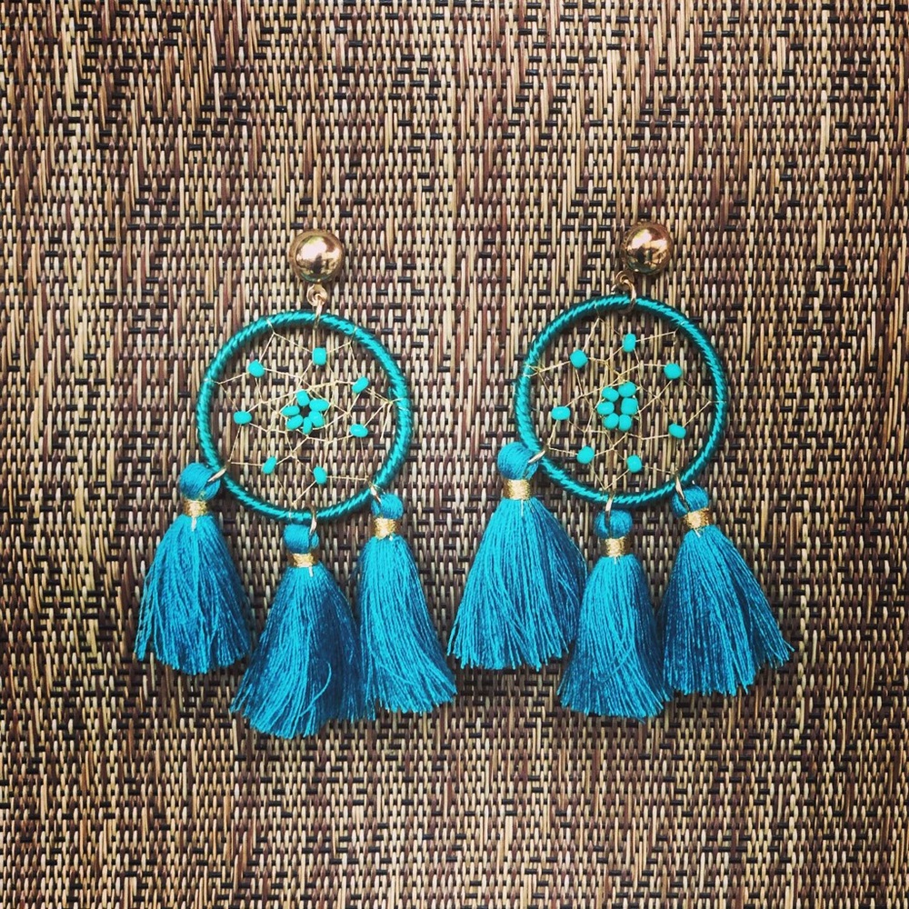 Turquoise dream catcher earrings